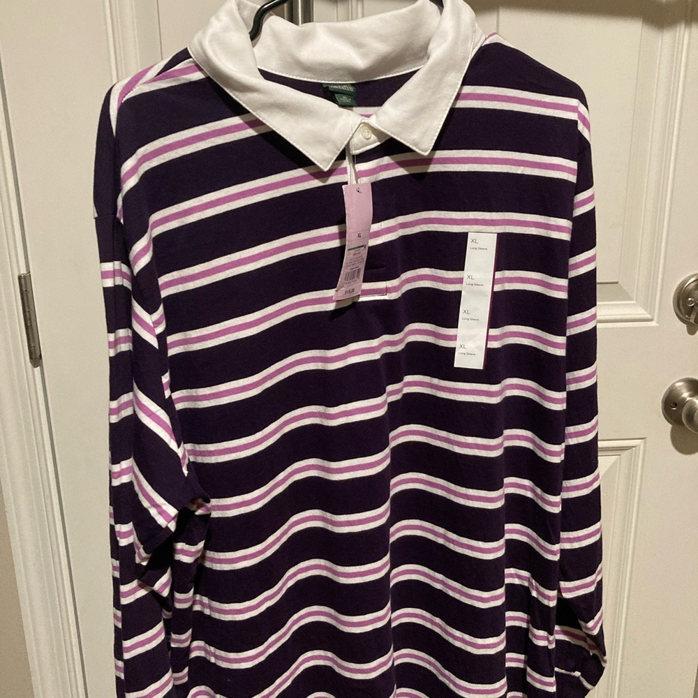 XL Purple & Pink Striped Long Sleeve Shirt: Brand New- Wild Fable